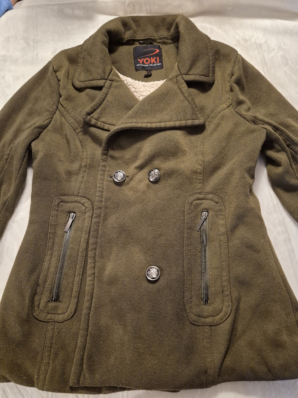 Yoki Women's Olive Green Peacoat Jacket - Picture 3 of 10